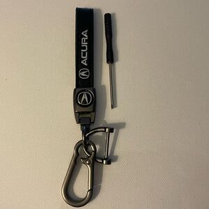 Acura Key Fob Keychain in Black Leather with Logo NWT